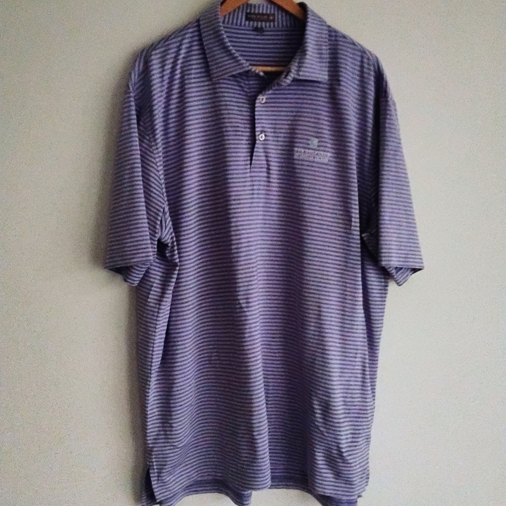 Peter Millar Summer Comfort XL Polo Purple Stripe Golf Club Amelia Island Shirt